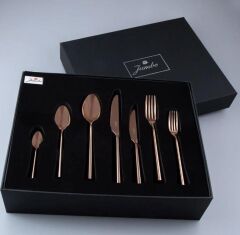 1001 Titanyum Bronz 12 Kişilik 84 Parça Çatal Kaşık Bıçak Takımı 500.01.01.6701