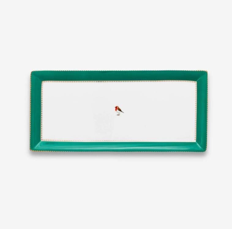 Yeşil Porselen Servis Tabağı 33,3X15,5 Cm Love Birds 51018156