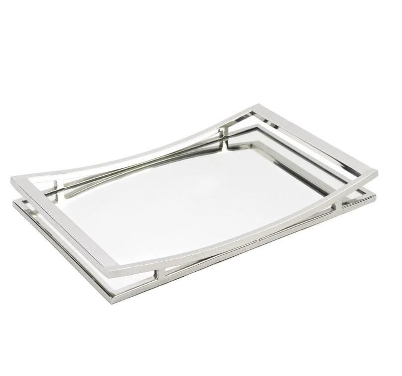 P256.389673 Metal Dikdörtgen Aynalı Tepsi 41x26x4cm Gümüş