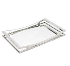 P256.389673 Metal Dikdörtgen Aynalı Tepsi 41x26x4cm Gümüş