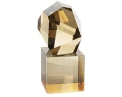 Şampanya Cam Diamond Kesim Dekoratif Obje 12x12x18cm P236.353186