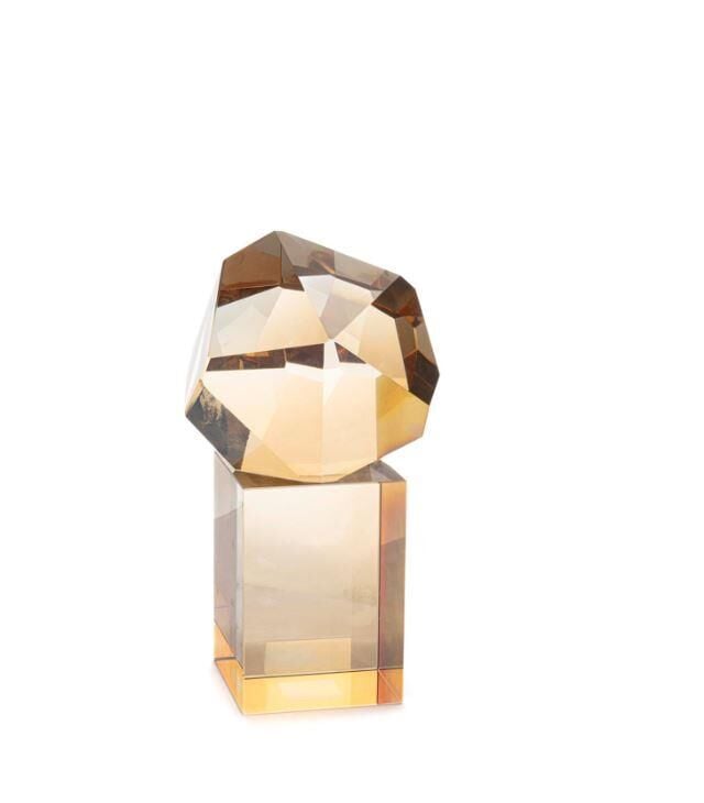 Şampanya Cam Diamond Kesim Dekoratif Obje 13x13x20cm P236.353179