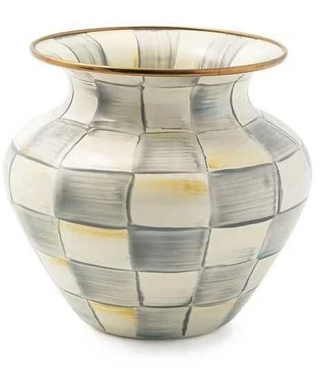 Sterling Check Enamel Large Vase 89821-540