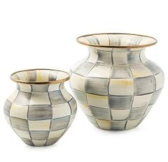 Sterling Check Enamel Large Vase 89821-540