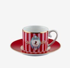 Love Birds Kırmızı/Pembe Çizgili Kuşlu Kahve Fincanı 125 ml 51004199