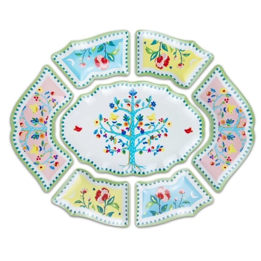 Baci Milano Mamma Mia Ağaç Desenli 7 Parça Meze Tabağı 50 cm x 60 cm CEN.MAM01