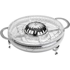 QUEEN ANNE İNGİLİZ GÜMÜŞÜ BEŞ BÖLMELİ ÇEREZLİK REÇELLİK 25 CM - 60-6202
