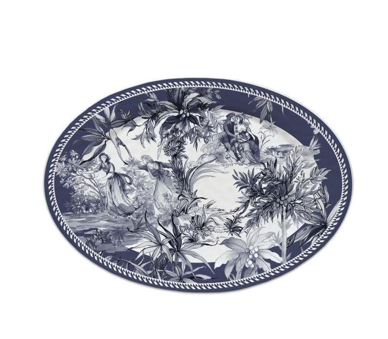 Baci Milano Versailles Oval Melamin Servis Tabağı 50x35 cm MaviÜ 000001000160741001