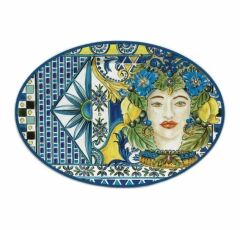 Baci Milano Sicily Oval Servis Tabağı 51 cm x 35,5 cm Mavi  000001000161387001