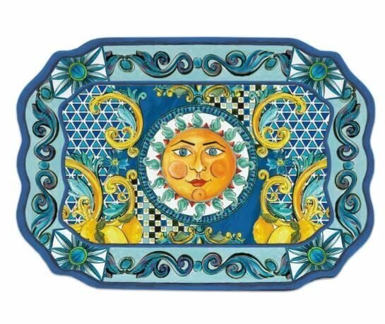 Baci Milano Sicily Tepsi 47 cm x 33 cm Mavi  TRAY.SIC03