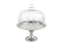 Darly Gümüş Cam Kapaklı Metal Kek Standı 22x27cm P142.801139