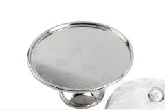 Darly Gümüş Cam Kapaklı Metal Kek Standı 22x27cm P142.801139