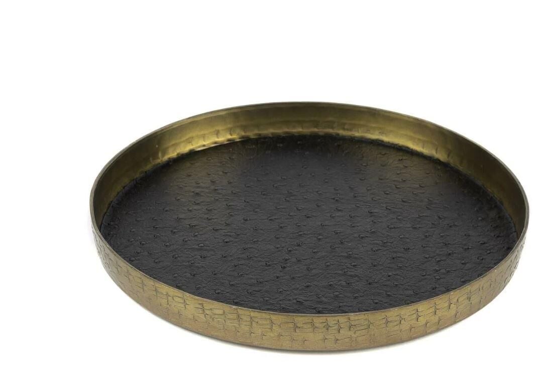 Gold Siyah Deri Kaplı Tepsi 25x3cm P299.381813