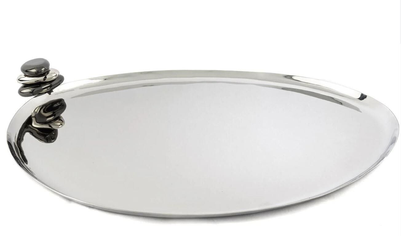 Gravel Gümüş Metal Elips Tepsi 45x35cm P303.397586