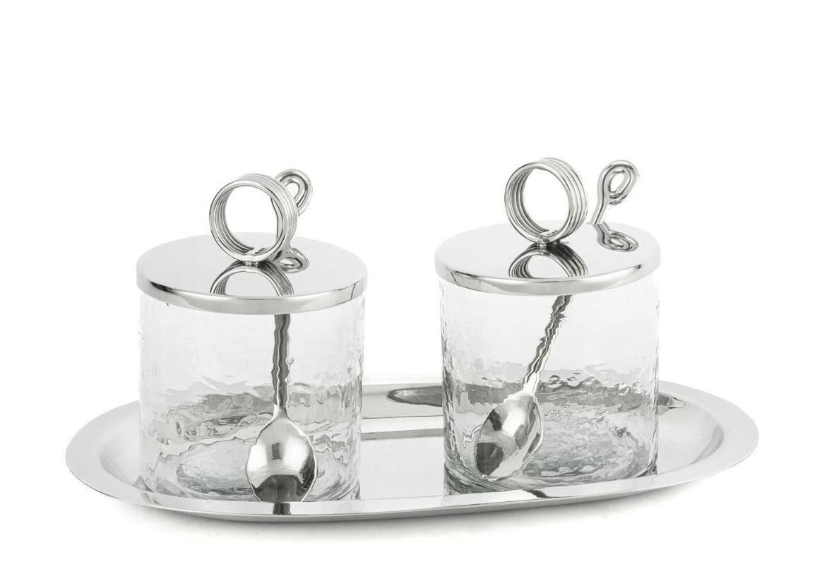 Gümüş Tepsili 2li Kavanoz St 28x15x13cm P341.379322