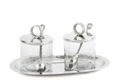 Gümüş Tepsili 2li Kavanoz St 28x15x13cm P341.379322