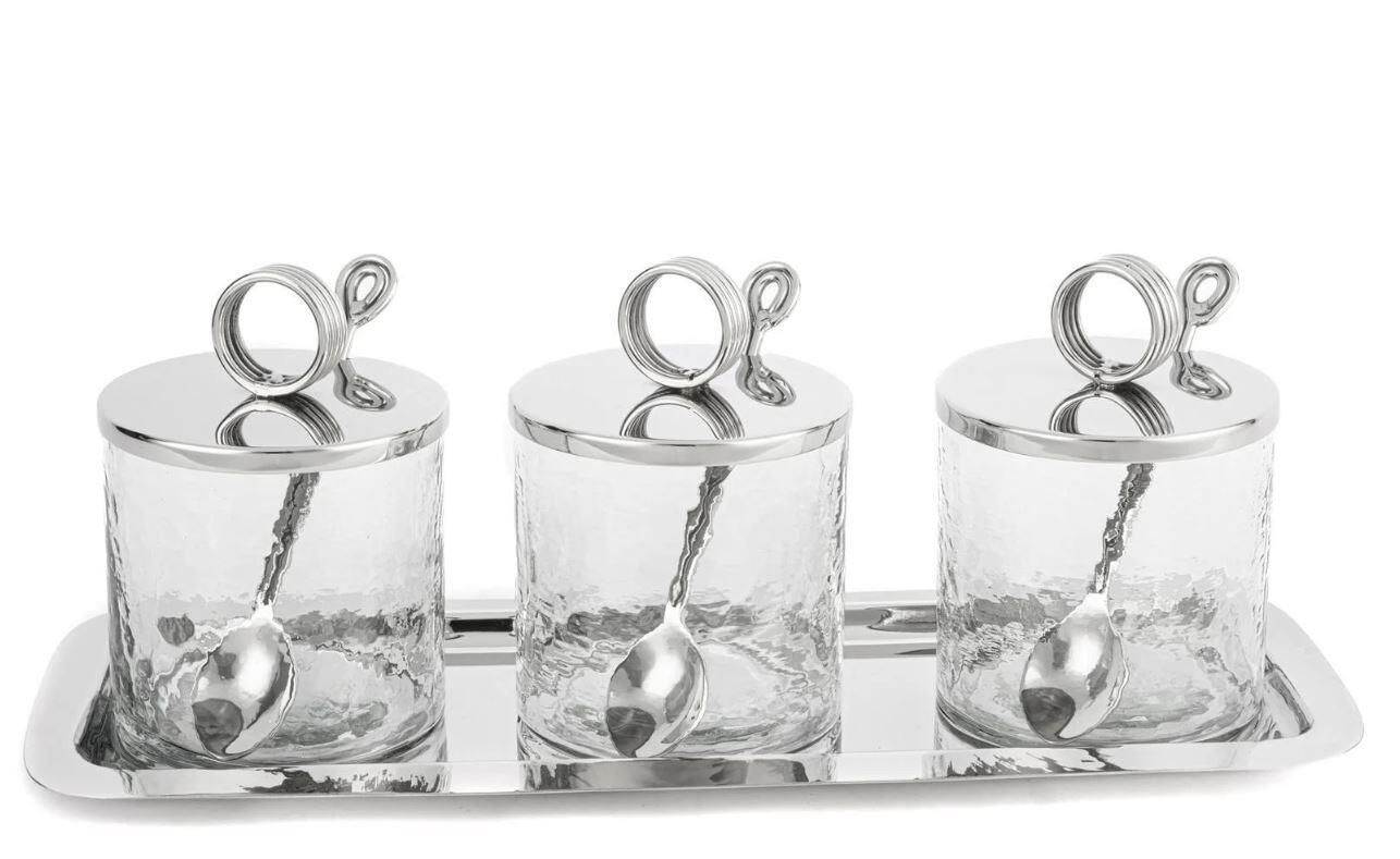 Gümüş Tepsili 3lü Kavanoz St 35x14x13cm P341.379339