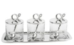 Gümüş Tepsili 3lü Kavanoz St 35x14x13cm P341.379339