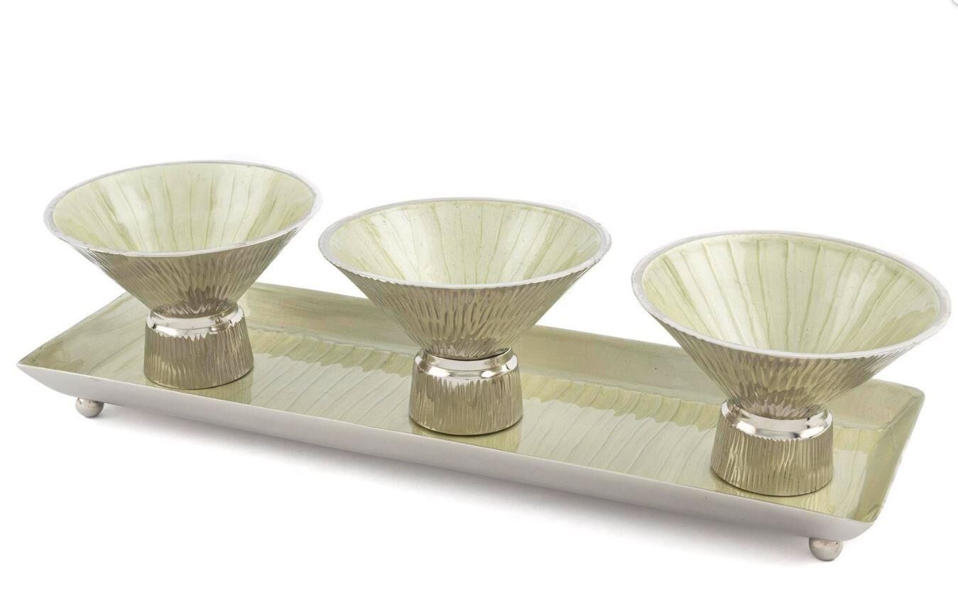 Saige Gümüş Yeşil 3lü Çerezlik 39x13x10cm P220.398903