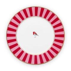 PİP LOVE BİRDS KIRMIZI/PEMBE ÇİZGİLİ TABAK 17 CM 51001238