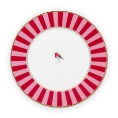 PİP LOVE BİRDS KIRMIZI/PEMBE ÇİZGİLİ TABAK 17 CM 51001238