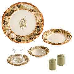 Bamboo Stoneware 26 Parça 6 Kişilik Kahvaltı Takımı 500.01.02.0239