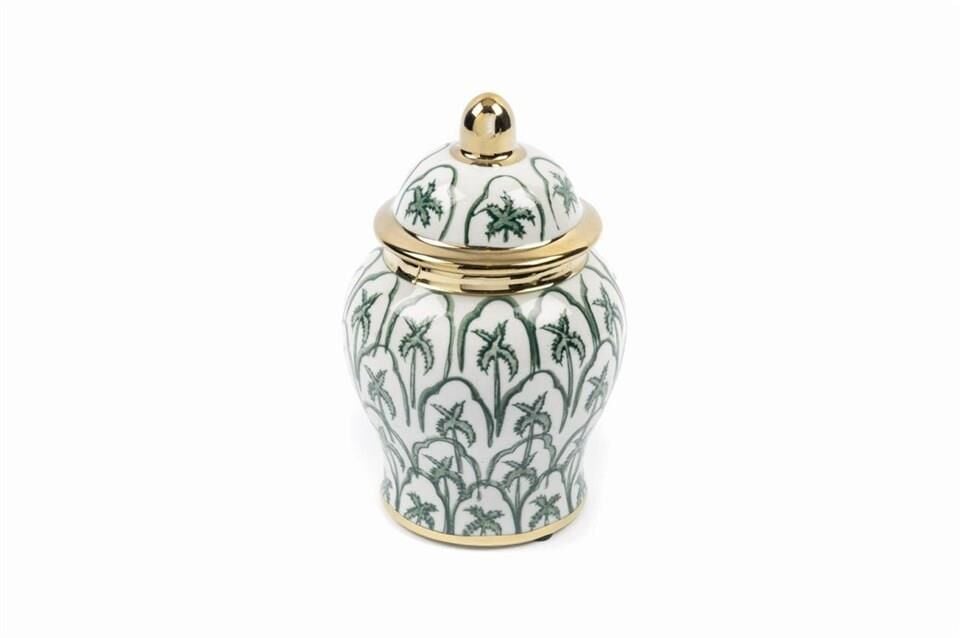 Yeşil Palmiye Desenli Seramik Küp 16cm  P216.335311