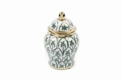 Yeşil Palmiye Desenli Seramik Küp 16cm  P216.335311