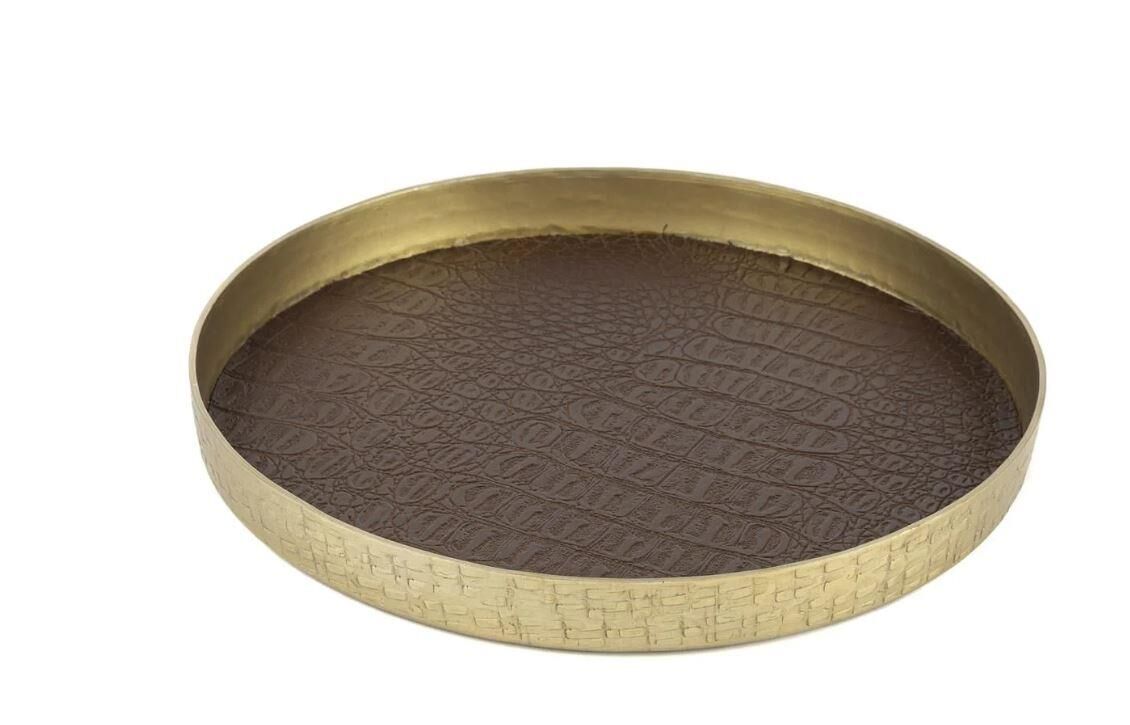 Gold Kahve Deri Kaplı Tepsi 25x3cm P299.381820