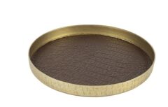 Gold Kahve Deri Kaplı Tepsi 25x3cm P299.381820