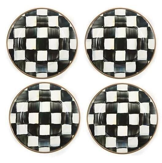 COURTLY CHECK ENAMEL CANAPE PLATES - SET OF 4 89919-40