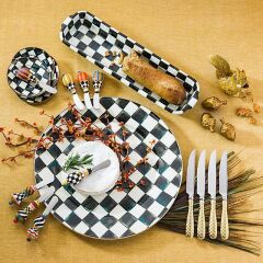 COURTLY CHECK ENAMEL CANAPE PLATES - SET OF 4 89919-40