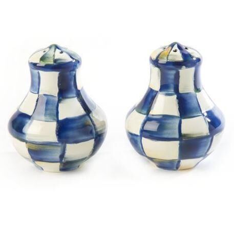 ROYAL CHECK ENAMEL SALT & PEPPER SHAKERS 89234-240