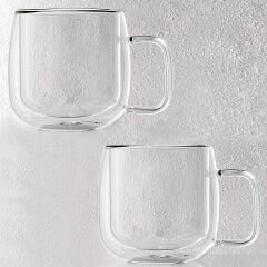 Jumbo Glory Double Wall Çift Çidarlı Kulplu 2'li Bardak 350 ml 500.01.01.7796