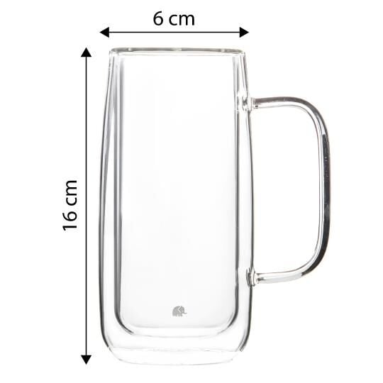 Jumbo Glory Double Wall Çift Çidarlı Kulplu Büyük 2'li Bardak 450 ml 500.01.01.7794