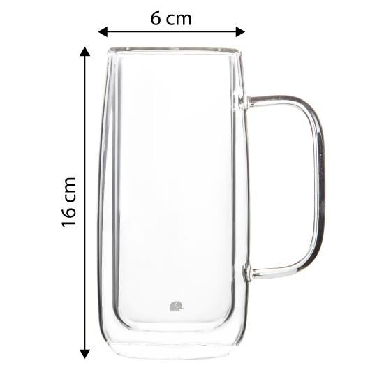 Jumbo Glory Double Wall Çift Çidarlı Kulplu Büyük 2'li Bardak 450 ml 500.01.01.7794