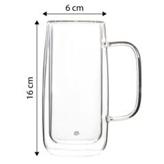 Jumbo Glory Double Wall Çift Çidarlı Kulplu Büyük 2'li Bardak 450 ml 500.01.01.7794
