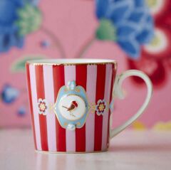 PİP LOVE BİRDS KIRMIZI/PEMBE ÇİZGİLİ KÜÇÜK MUG 150 ML 51002034