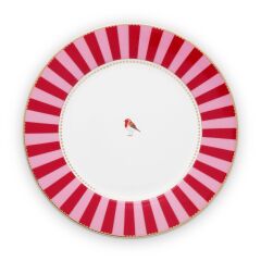 PİP LOVE BİRDS KIRMIZI/PEMBE ÇİZGİLİ YEMEK TABAĞI 26,5 CM 51001022