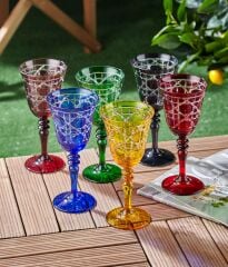 GLORİA KIRMIZI EL KESMESİ CAM KADEH 270 ML CA2440141RD