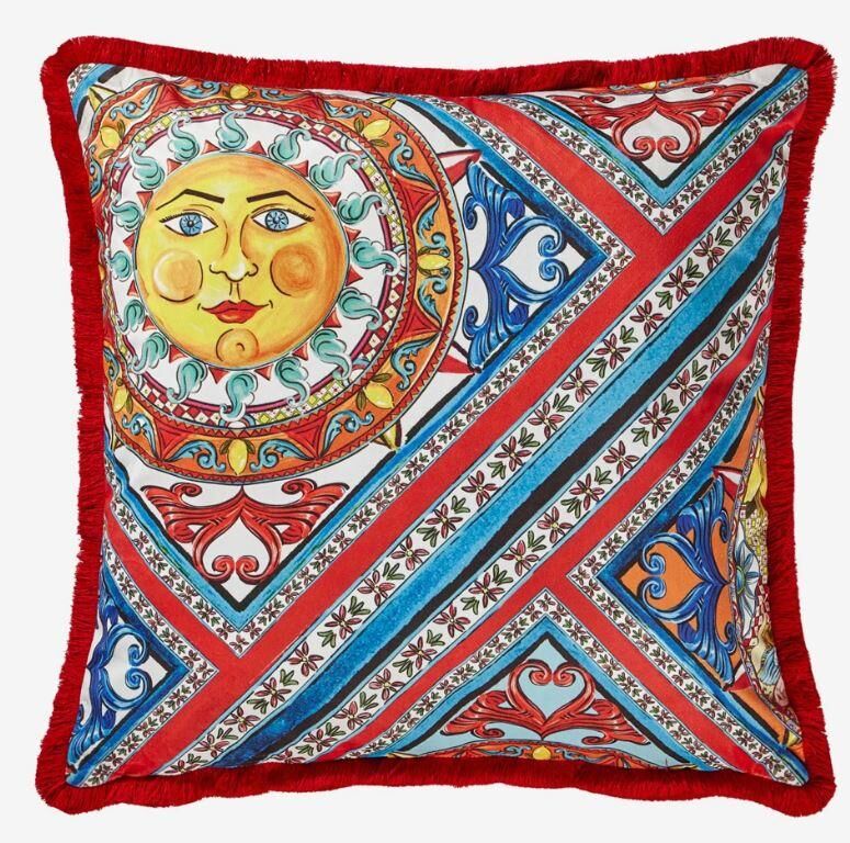 Kırmızı Mavi Kadife Dekoratif Yastık 45x45 cm CUS45.SOL01