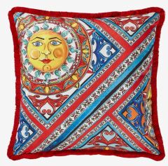 Kırmızı Mavi Kadife Dekoratif Yastık 45x45 cm CUS45.SOL01