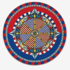 Kırmızı Mavi Porselen Pasta Tabağı 21 cm PLA3.SOL01