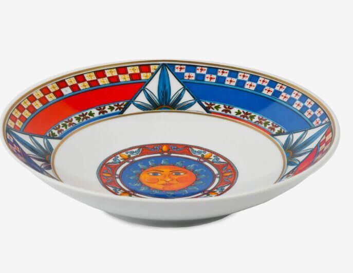 Kırmızı Mavi Porselen Çukur Tabak 21 cm PLA2.SOL01