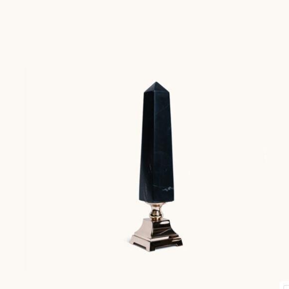 MARBLE BLACK BUYUK OBELISK DEKOR SILVER 12X12X50 CM 1DZ-300521S