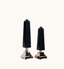 MARBLE BLACK BUYUK OBELISK DEKOR SILVER 12X12X50 CM 1DZ-300521S