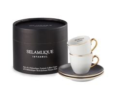 SELAMLIQUE ISTANBUL 2'Lİ KLASİK GRİ TÜRK KAHVESİ FİNCANLARI