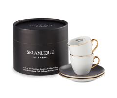SELAMLIQUE ISTANBUL 2'Lİ KLASİK GRİ TÜRK KAHVESİ FİNCANLARI