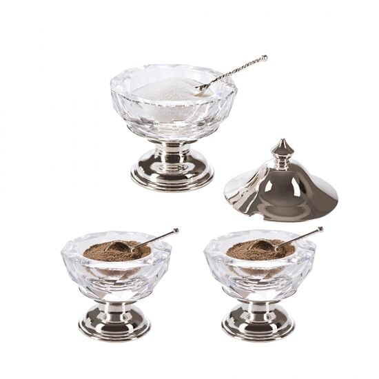 ANATOLİ IŞILTI TUZLUK BİBERLİK  SETİ  GÜMÜŞ KAPLAMA M01051250001087