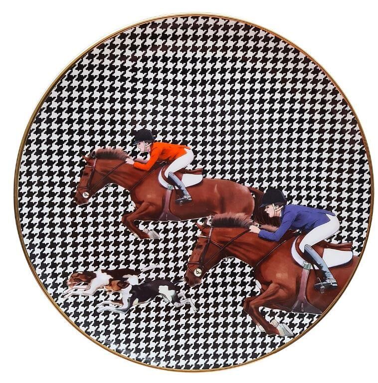 VİTELLİ Equestrian Mavi & Kırmızı Ceketli 27 Cm Porselen Tabak-17001